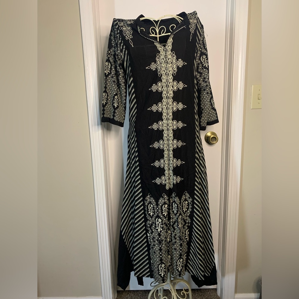 Black Round Neck Printed Kurta